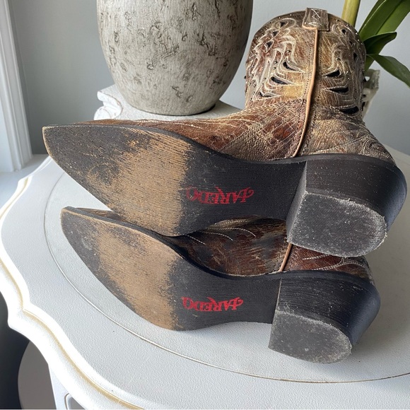 Laredo Leather Cross Wing Brantley Snip Toe Cowgirl Western Boot Womens 8 Tan - Picture 8 of 13